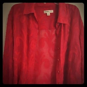 Plus size red button down shirt